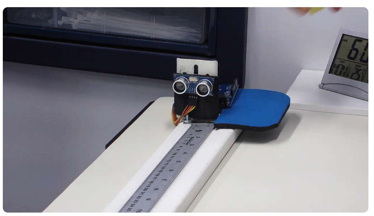 The video contains both testing and coding of Ultrasonic sensor.