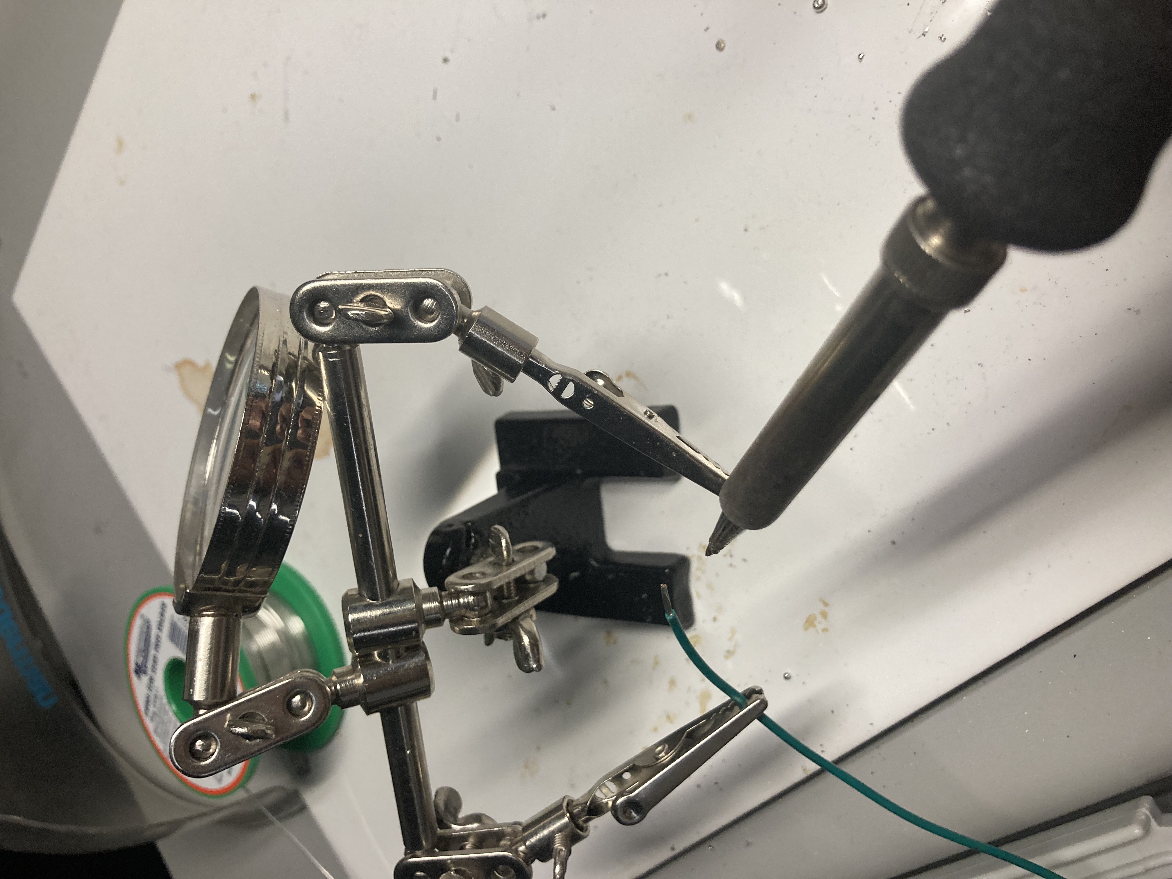 Soldered the separeted copper wires to make them into one single wire. I thought this would fix the problem of poor contact between LED and extension wire.